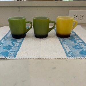 Vintage Anchor Hocking Fire King Ware coffee cups Made in USA  Set of 3